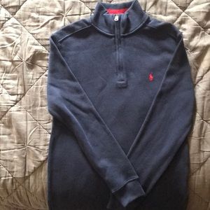 Boys navy polo zip up sweater